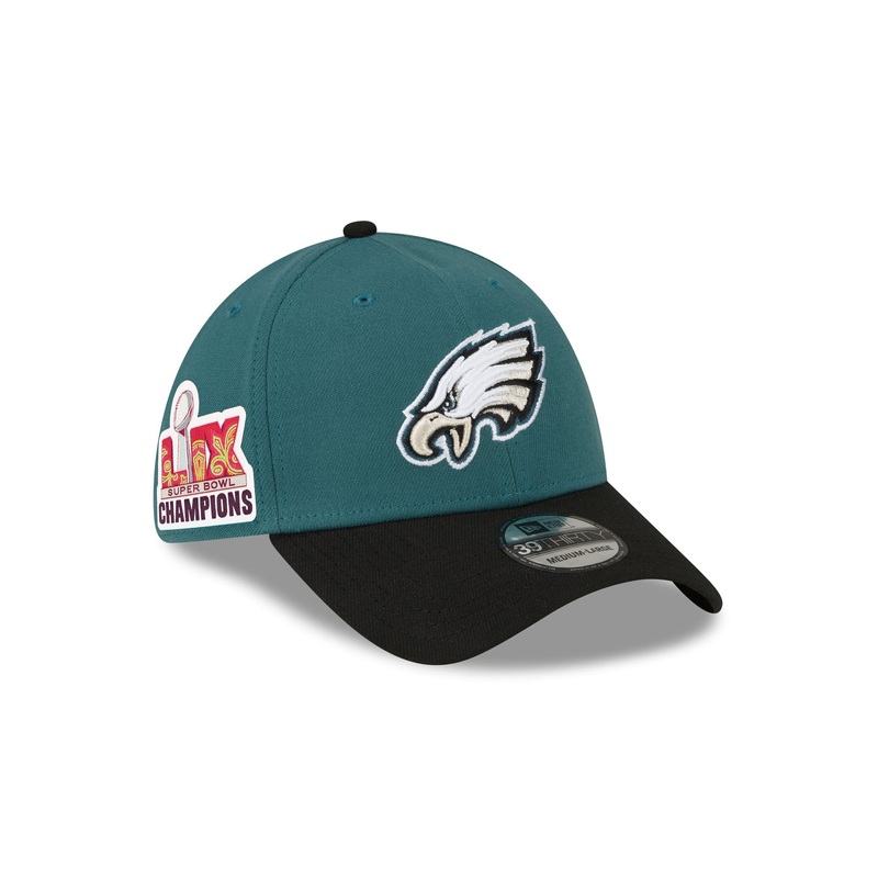 Philadelphia Eagles Super Bowl LIX Champions Side Patch 39THIRTY Stretch Fit Hat S/M