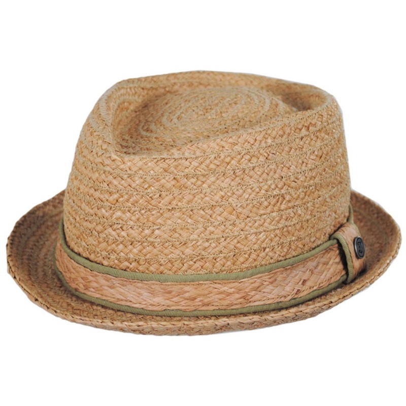 Raffia Straw Diamond Crown Fedora Hat NATURAL S