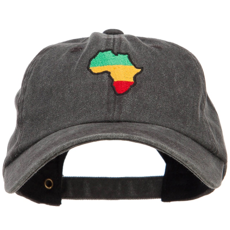 Rasta Africa Map Embroidered Unstructured Cap Black One Size