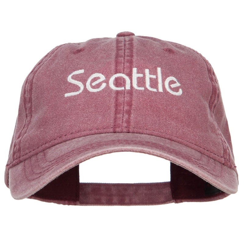 Seattle Embroidered Washed Buckled Cap Maroon One Size