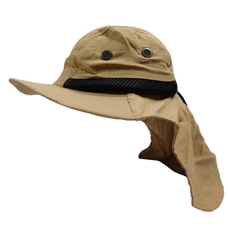Small Heads Large Bill Cap with Neck Cover – Milani Hats Khaki XS / S (50-54 cm)