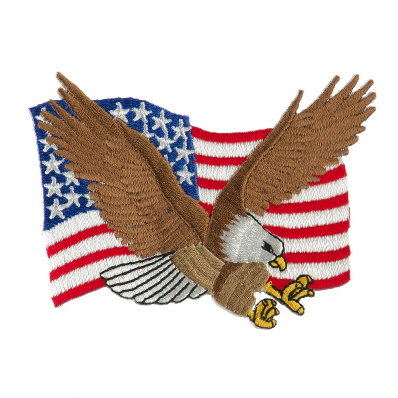 USA Flag Style Embroidered Patch Eagle One Size