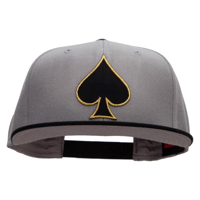 Black Spades Patched Wool Blend Pro Style 2 Tone Snapback Black Grey One Size