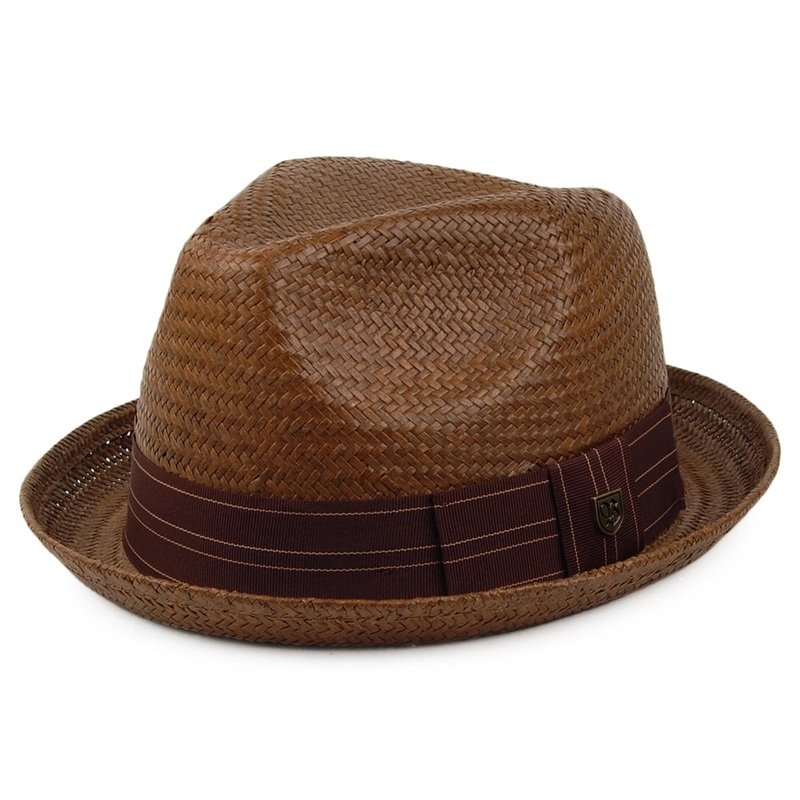 Brixton Hats Castor Straw Trilby Hat – Sepia-Brown Small-56cm