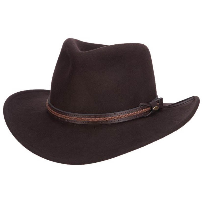 Buffalo Crushable Water Repellent Wool Felt Outback Hat – Scala Hat Chocolate Medium (57 cm)