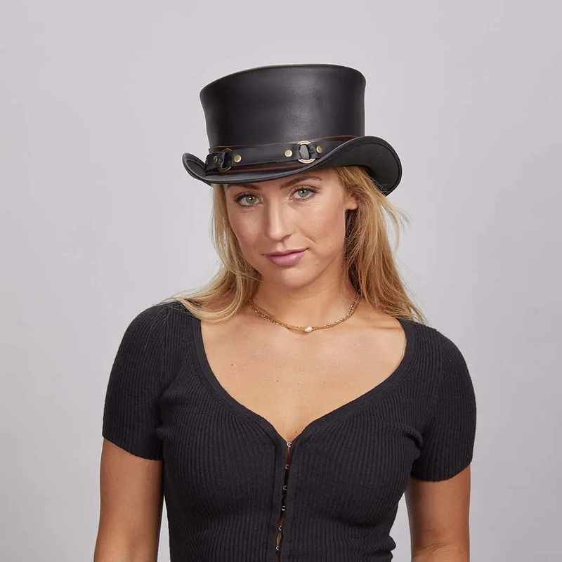 El Dorado SR2 | Womens Leather Top Hat with SR2 Hat Band Black MD