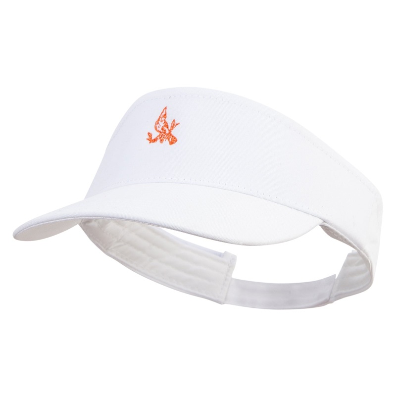 Flamboyant Bird Embroidered Brushed Cotton Sun Visor White One Size