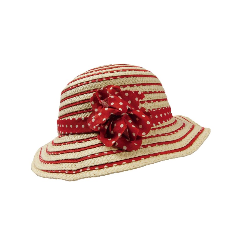 Girl’s Straw and Ribbon Floppy Red