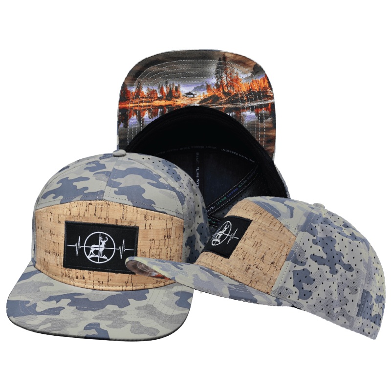 Hunting Hat – Flat Bill – Cork – Soft Sand Camo – Laser Mesh