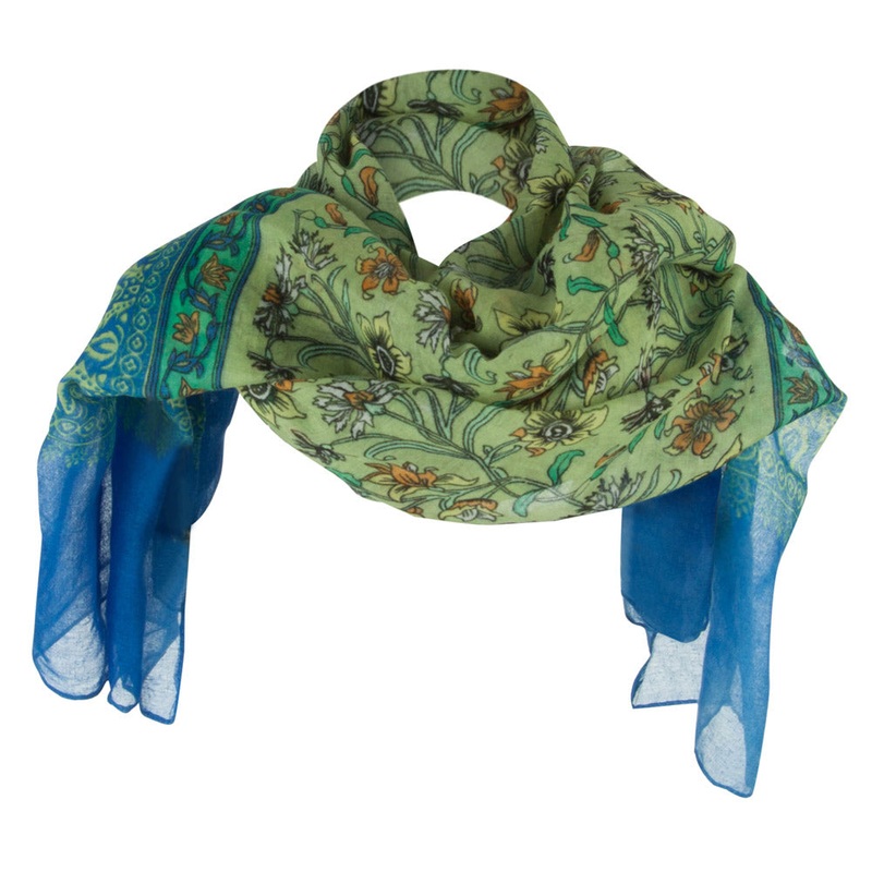 India Motif Summer Scarf Blue One Size