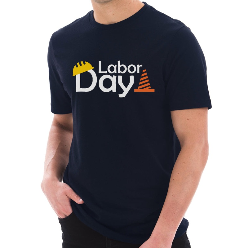 Labor Day Graphic Design unisex Ring Combed Cotton Short Sleeve Deluxe Jersey T-Shirt Navy XS