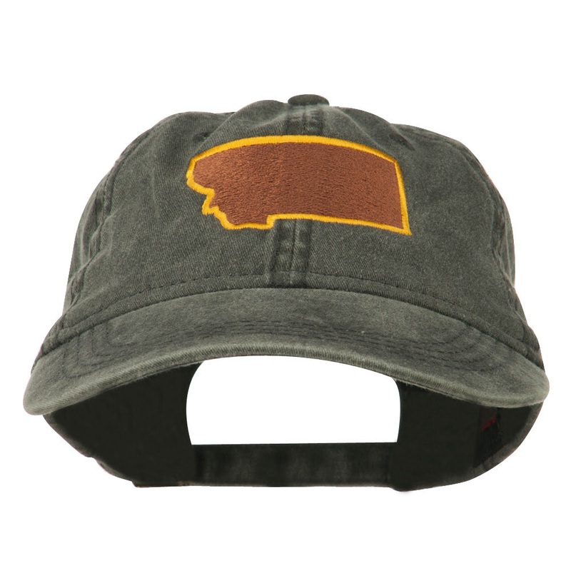 Montana State Map Embroidered Cap Black One Size