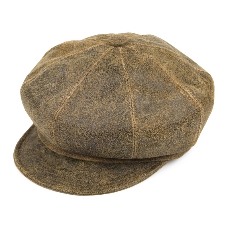 New York Hat Company Antique Leather Baker Boy Cap – Brown S