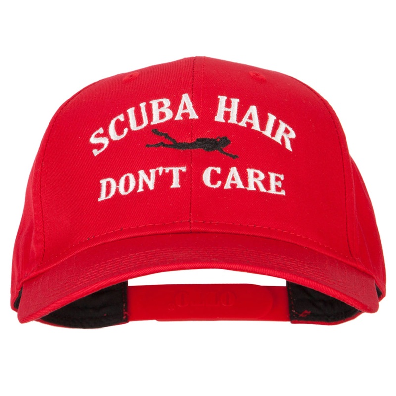 Scuba Hair Don’t Care Embroidered Solid Cotton Pro Cap Red One Size
