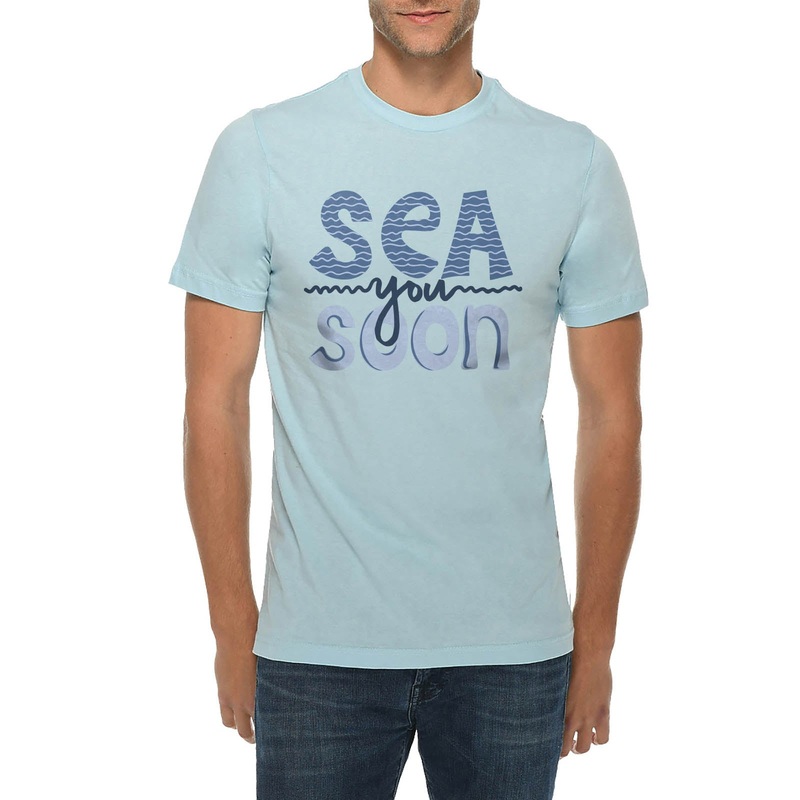 Sea You Soon Graphic Design Ring Spun Combed Cotton Short Sleeve Deluxe Jersey T-Shirt Blue Mist XS