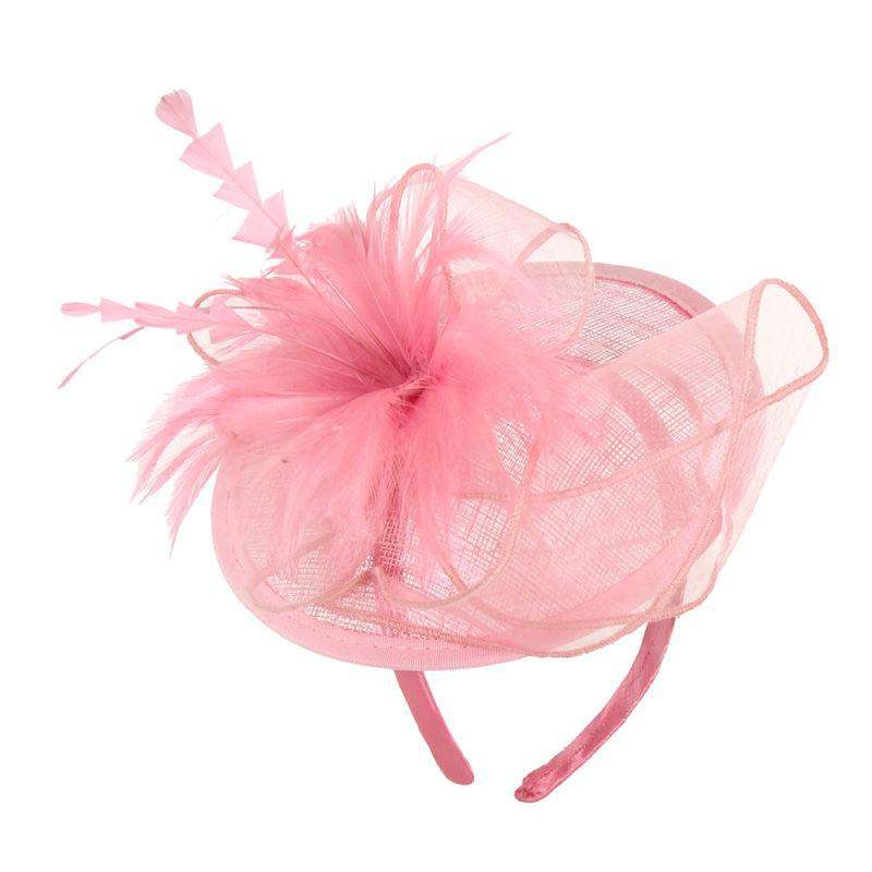 Sinamay Fascinator with Feathers Pink