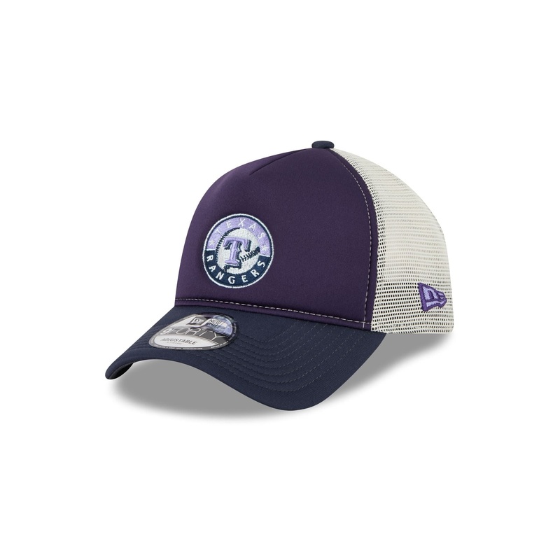 Texas Rangers Navy Purple 9FORTY A-Frame Trucker Hat One Size