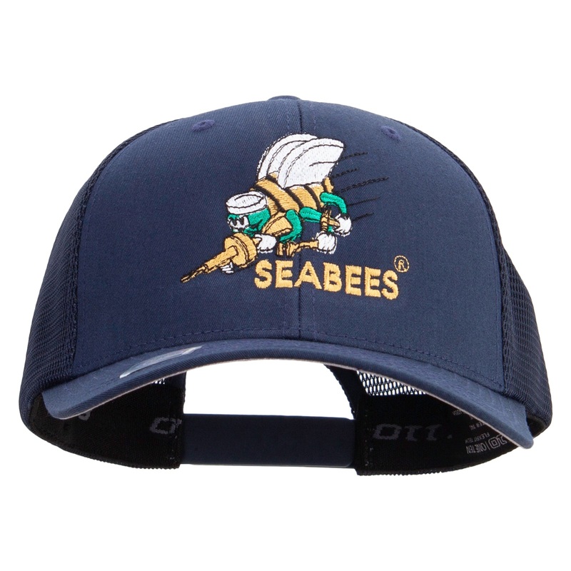US Navy Seabees Embroidered Flexfit Mesh Trucker Cap Navy One Size