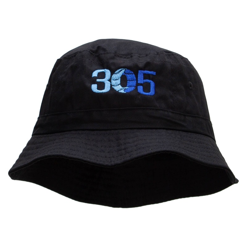 305 Embroidered Bucket Hat Black One Size