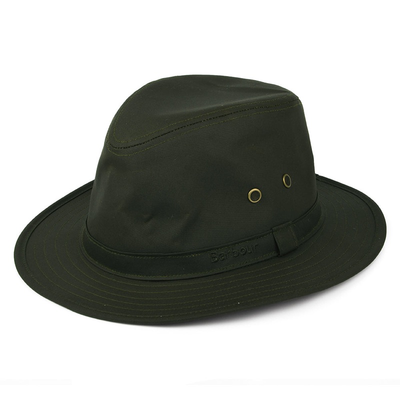 Barbour Hats Dawson Waxed Cotton Safari Hat – Olive S