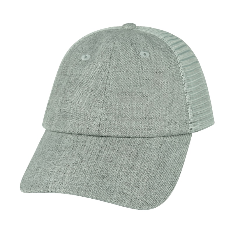 Blank – 6 Panel – Shallow Fit – Unstructured – Heather Gray / Gray (Unisex) – Soft Trucker Mesh