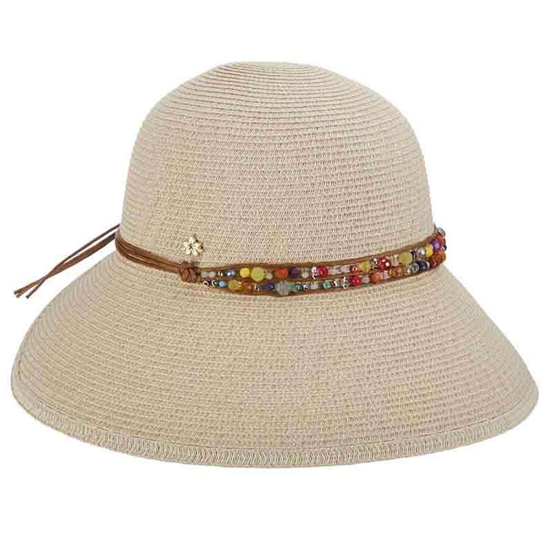 Butterfly Split Brim Sun Hat with Bead Band – Cappelli Straworld Natural tweed