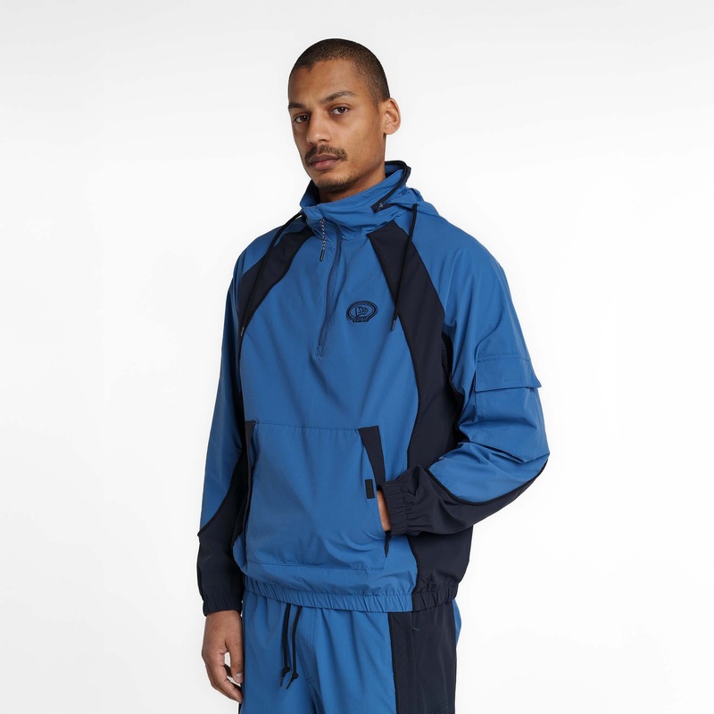 New Era Branded Retro-Tech NE2K Indigo Half-Zip Track Pullover S