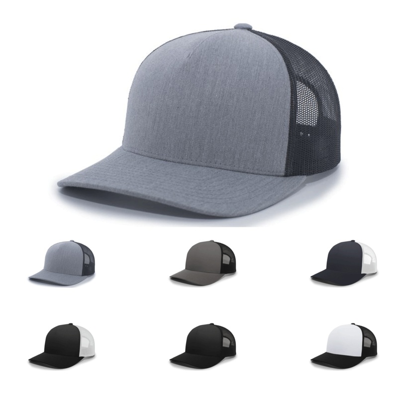 Pacific Headwear 105C 5-Panel Trucker Hat Snapback Cap Navy/White