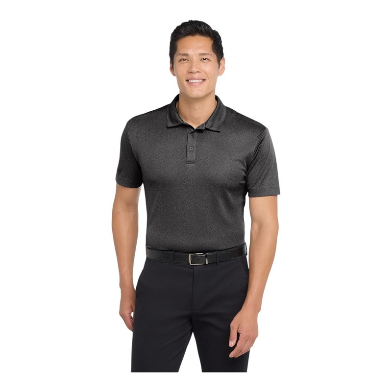 Port Authority K542 Heathered Silk Touch Performance Polo Black Heather XS