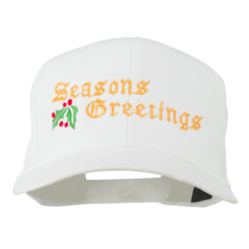 Seasons Greetings Embroidered Cap White One Size