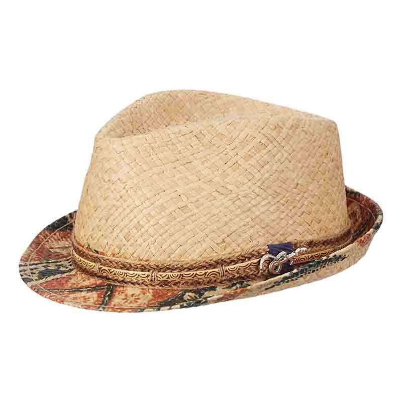 Seminole Raffia Fedora Hat with Jute Band by Carlos Santana Natural Small/Medium