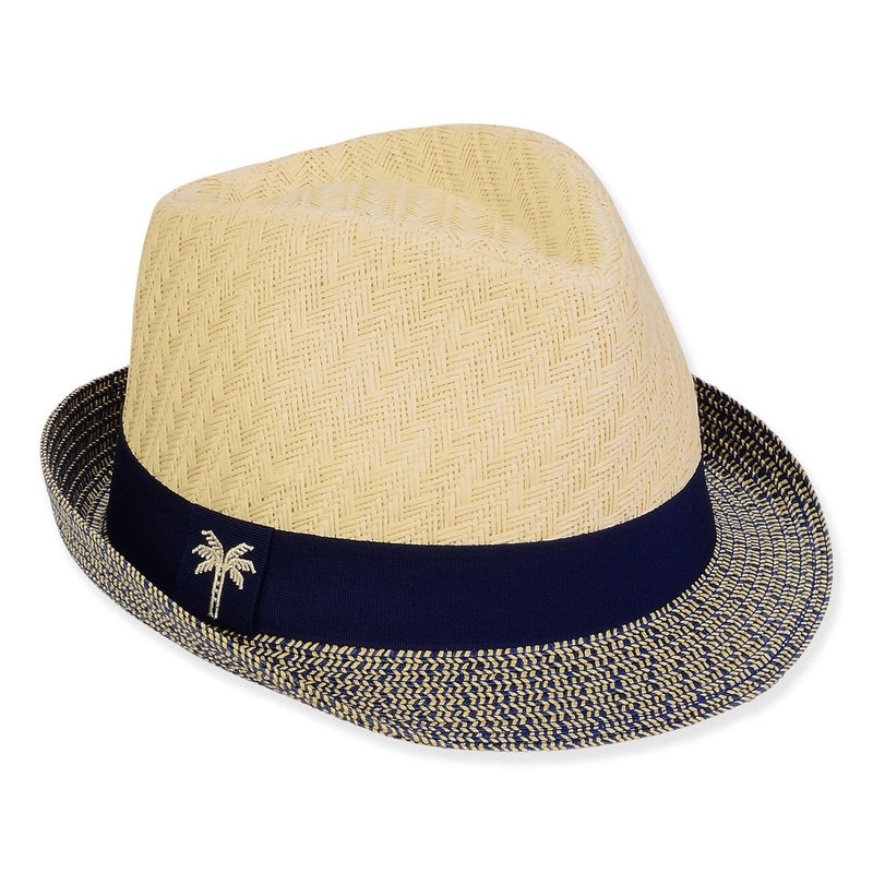 Small Size Fedora Hat with Woven Straw Crown – Sunny Dayz Natural Small (54 cm)