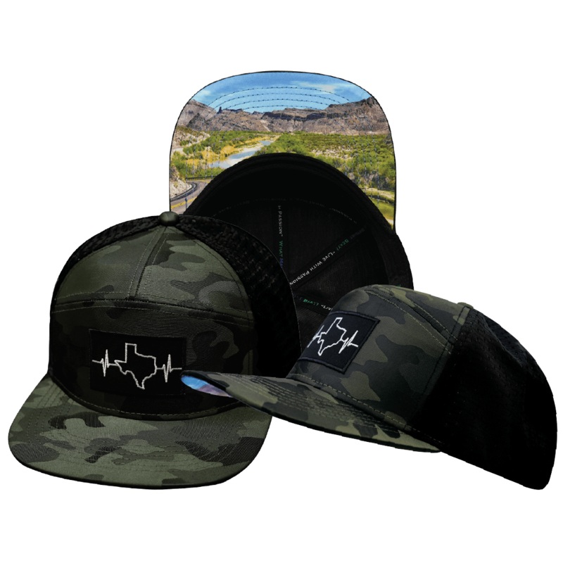 Texas Hat – Flat Bill – Green Camo / Black – Jersey Mesh