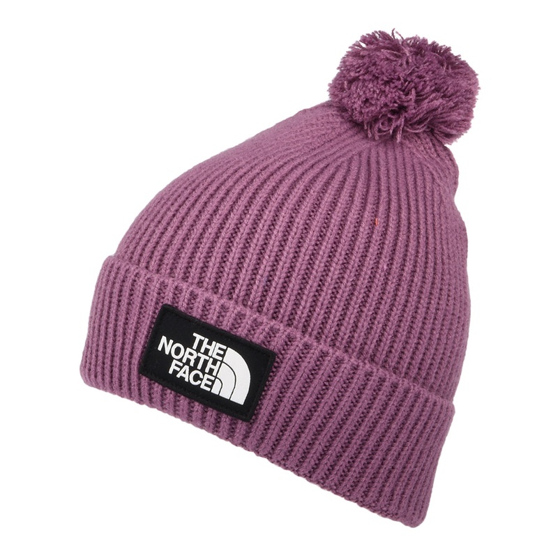 The North Face Hats Logo Box Pom Bobble Hat – Purple 1-Size