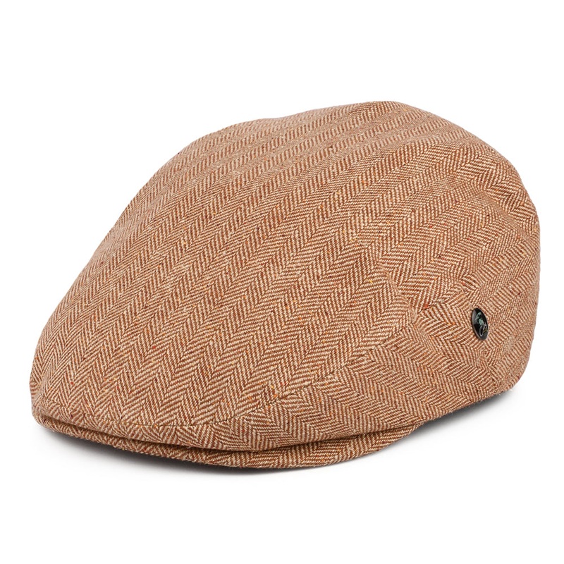 City Sport Herringbone Pure Silk Summer Flat Cap – Burnt Orange S