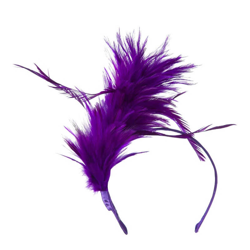 Fancy Feather Fascinator Purple One Size
