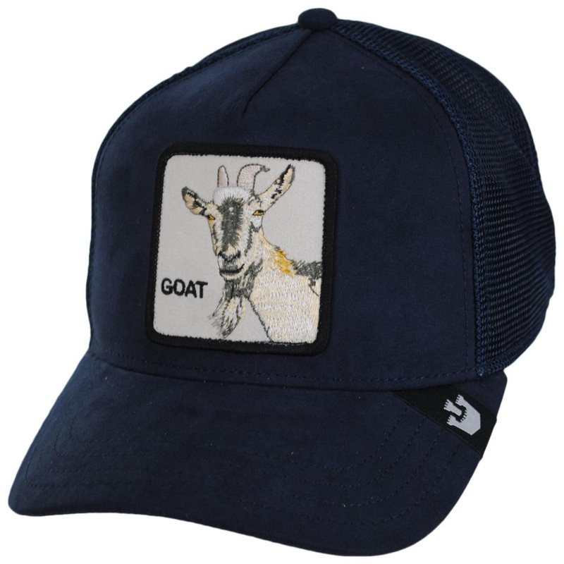 Goat Microsuede Mesh  Trucker Snapback Baseball Cap NAVY ADJUSTABLE