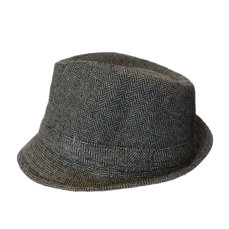 Herringbone Winter Trilby Hat Black