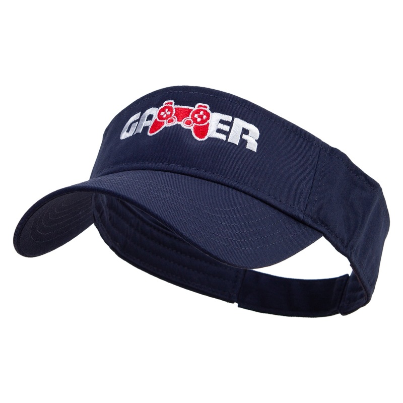 Joystick Gamer Embroidered Cotton Twill Sun Visor Navy One Size