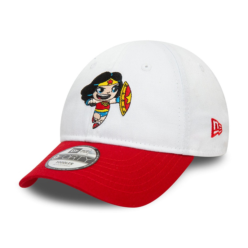New Era Kids 9FORTY Wonder Woman Baseball Cap – DC Comics Hero – White-Scarlet TODDLER ADJ