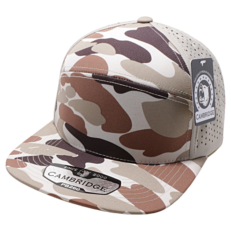Pit Bull Cambridge PB260 Shiny Camo Camper Perforated Snapback Hat Beige Khaki