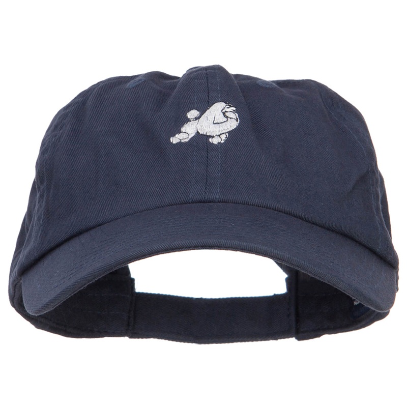 Poodle Dog Embroidered Low Cap Navy One Size