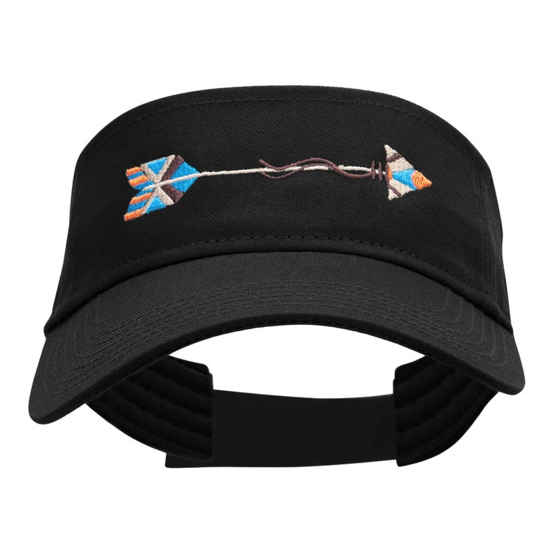 Tribal Arrow Embroidered Cotton Twill Visor Black One Size