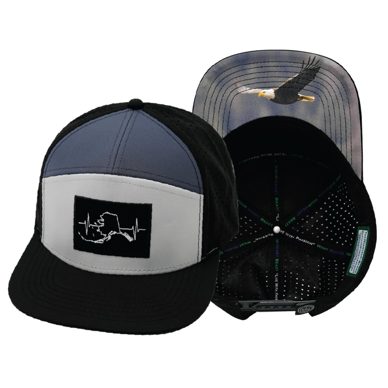 Alaska Hat – Flat Bill – Black / Gray / Charcoal – Laser Mesh