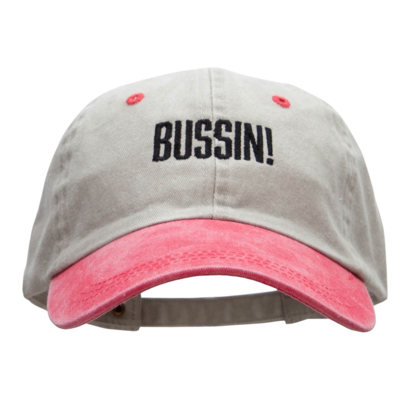 BUSSIN Embroidered Pigment Dyed Wash Caps Beige Red One Size