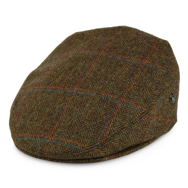 City Sport Windowpane Virgin English Wool Flat Cap – Sage 55