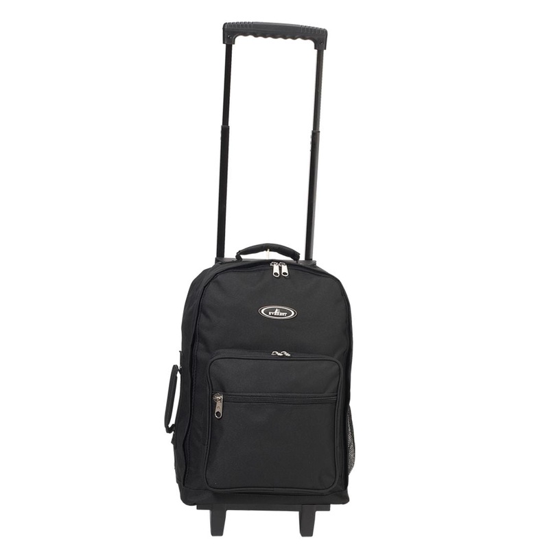 Everest Wheeled Backpack Rolling Carry On Suitcase on Wheels 1045WH Black