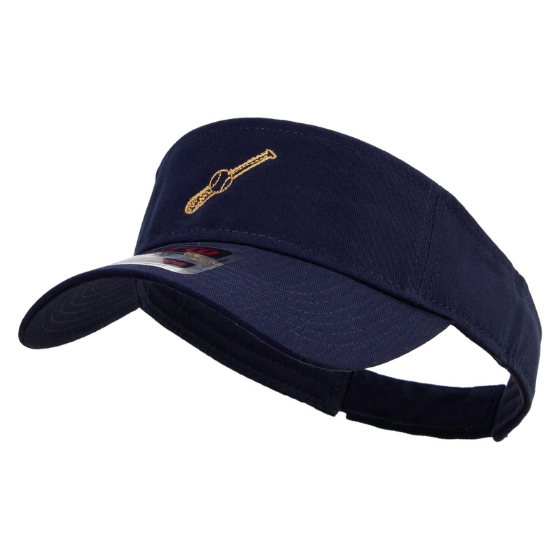 Golden Baseball Icon Embroidered Cotton Twill Sun Visor Navy One Size