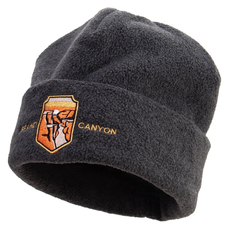 Grand Canyon Landmark Logo Embroidered Big Size Reversible Micro Fleece Cap Charcoal XL-3XL
