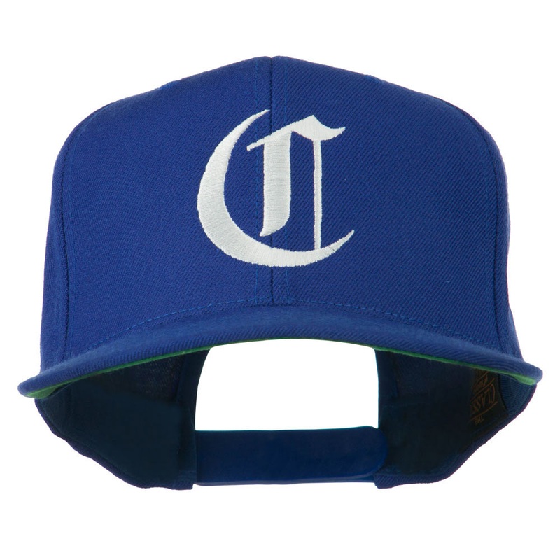 Large Old English C Embroidered Flat Bill Cap Royal One Size